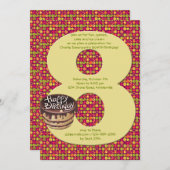 Big 8 Birthday Party Invitation Kaart (Voorkant / Achterkant)