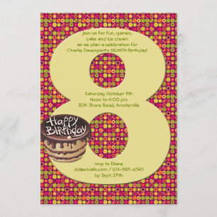Big 8 Birthday Party Invitation Kaart