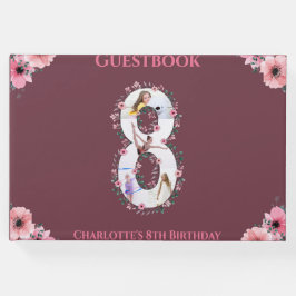 Big 8th Birthday Foto Collage Bloemenmeisje Pink Gastenboek