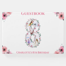 Big 8th Birthday Foto Collage Bloemenmeisje White Gastenboek