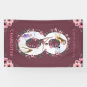 Big 8th Birthday Girl Foto Collage Pink Flower Ba Spandoek (Horizontaal)