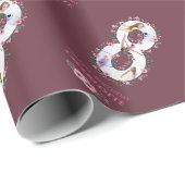 Big 8th Birthday Girl Foto Collage Pink Flower Cadeaupapier (Rol Hoek)