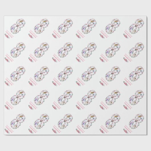 Big 8th Birthday Girl Foto Collage Pink Flower Cadeaupapier (Vlak)