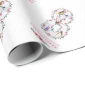 Big 8th Birthday Girl Foto Collage Pink Flower Cadeaupapier (Rol Hoek)