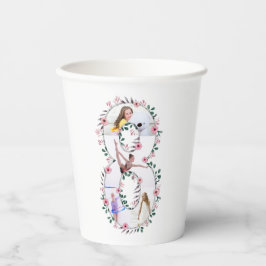 Big 8th Birthday Girl Foto Collage Pink Flower Papieren Bekers