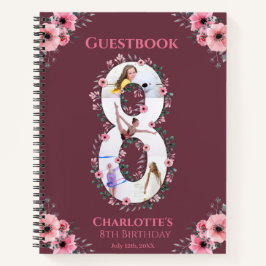 Big 8th Birthday Girl Foto roze flower Guest Book Notitieboek
