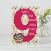 Big 9 Birthday Party Invitation Kaart (Staand voorkant)
