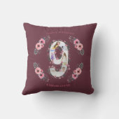 Big 9th Birthday Girl Foto Collage Pink Flower Kussen (Achterkant)