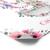 Big 9th Birthday Girl Foto Collage Pink Flower Poster (Hoek)