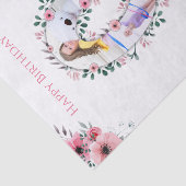 Big 9th Birthday Girl Foto Collage Pink Flower Tissuepapier (Detail)