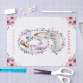 Big 9th Birthday Girl Foto Collage Pink Flower Tissuepapier (Craft)