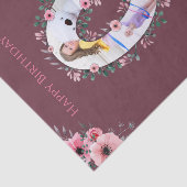 Big 9th Birthday Girl Foto Collage Pink Flower Tissuepapier (Detail)