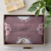 Big 9th Birthday Girl Foto Collage Pink Flower Tissuepapier (Geschenk)