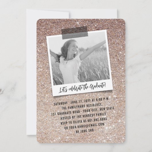 Big Afstudeerder Scribbles Bronze Glitter Gradupar Kaart (Achterkant)