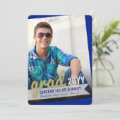 Big Afstudeerder Scribbles Foto Modern Graduation  Kaart (Staand voorkant)