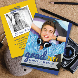 Big Afstudeerder Scribbles Foto Modern Graduation  Kaart