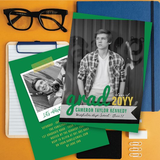 Big Afstudeerder Scribbles Foto Modern Graduation  Kaart