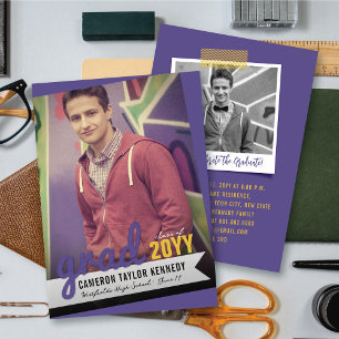 Big Afstudeerder Scribbles Foto Modern Graduation Kaart