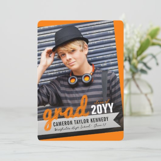 Big Afstudeerder Scribbles Foto Modern Graduation  Kaart (Staand voorkant)