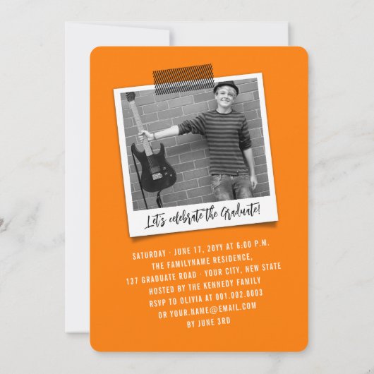 Big Afstudeerder Scribbles Foto Modern Graduation  Kaart (Achterkant)