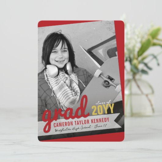 Big Afstudeerder Scribbles Foto Modern Graduation  Kaart (Staand voorkant)