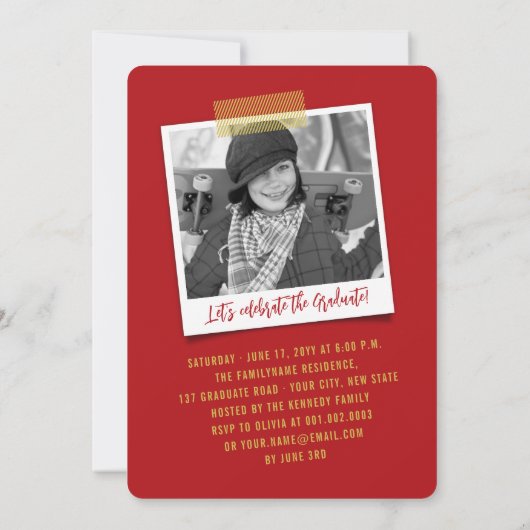 Big Afstudeerder Scribbles Foto Modern Graduation  Kaart (Achterkant)