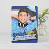 Big Afstudeerder Scribbles Foto Modern Graduation  Kaart (Staand voorkant)