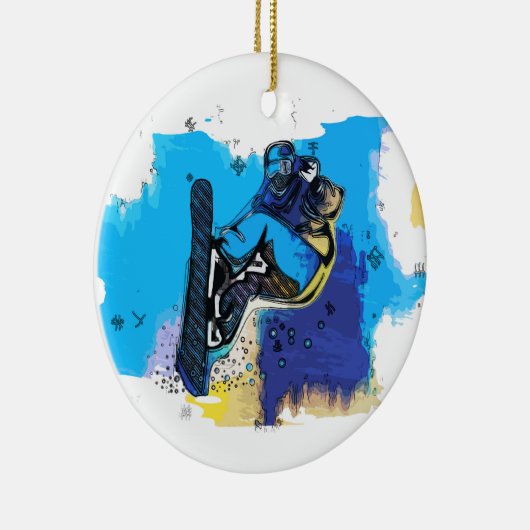 Big Air springt! - Snowboardspoel Keramisch Ornament (Rechts)