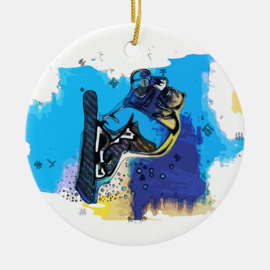 Big Air springt! - Snowboardspoel Keramisch Ornament (Voorkant)