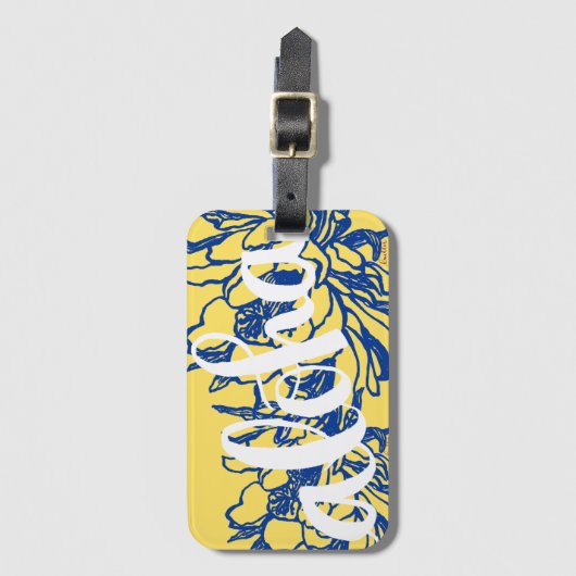 Big Aloha Blue Yellow Cereus Flowers Bagagelabels (Voorkant (verticaal))