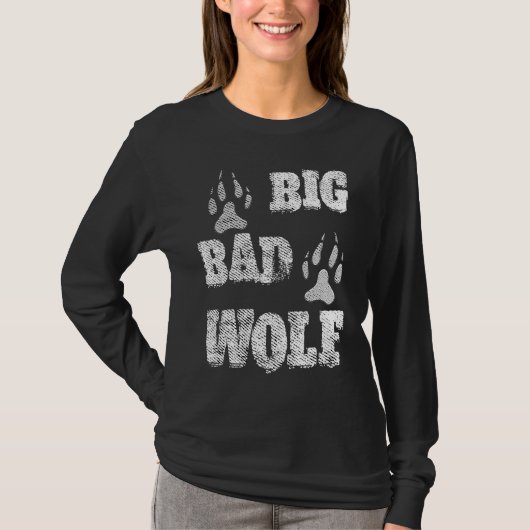 BIG and evil wolf disstressed paw print T-shirt (Voorkant)