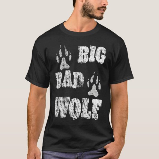 BIG and evil wolf disstressed paw print T-shirt (Voorkant)