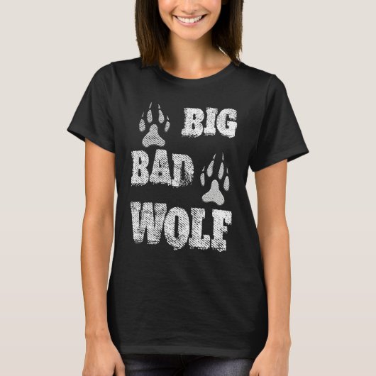 BIG and evil wolf disstressed paw print T-shirt (Voorkant)