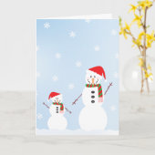 Big and Little Snowman Merry Kerstmis Kaart (Gele Bloem)