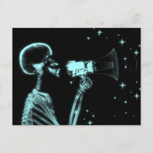 Big Announcement x-Ray Skeleton - Blauwgroen Briefkaart