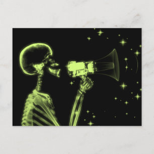 Big Announcement X-Ray Skeleton - Lime Green Briefkaart