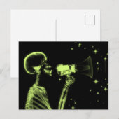 Big Announcement X-Ray Skeleton - Lime Green Briefkaart (Voorkant / Achterkant)