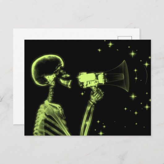 Big Announcement X-Ray Skeleton - Lime Green Briefkaart (Voorkant / Achterkant)