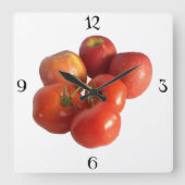 Big Apples and Tomatoes Wall Clock Vierkante Klok (Voorkant)