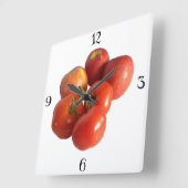 Big Apples and Tomatoes Wall Clock Vierkante Klok (Hoek)