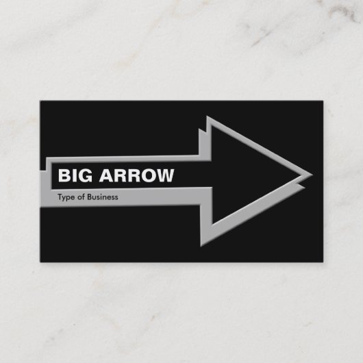 Big Arrow - Grijs op zwart Visitekaartje (Voorkant)