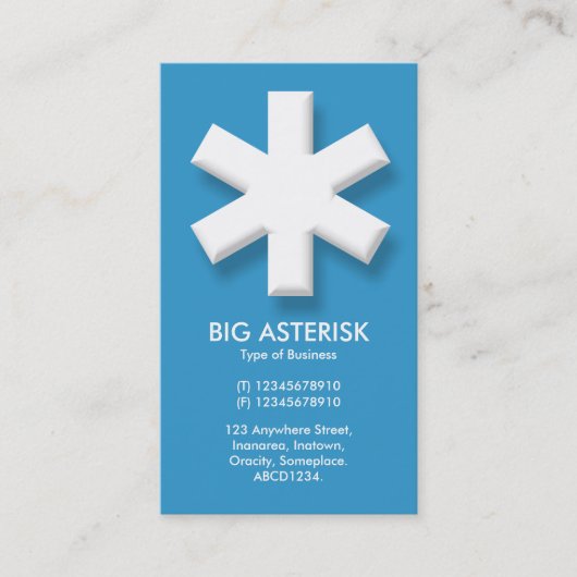 Big Asterisk - blauw (3399CC) Visitekaartje (Voorkant)