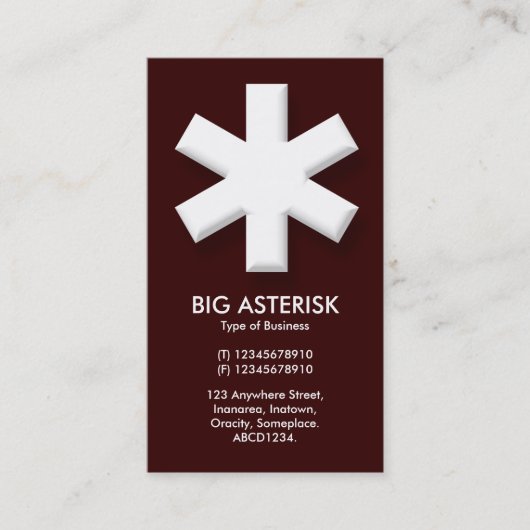 Big Asterisk - Donkerbruin (330000) Visitekaartje (Voorkant)