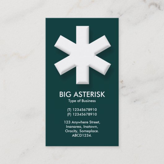 Big Asterisk - Donkergroen (003333) Visitekaartje (Voorkant)