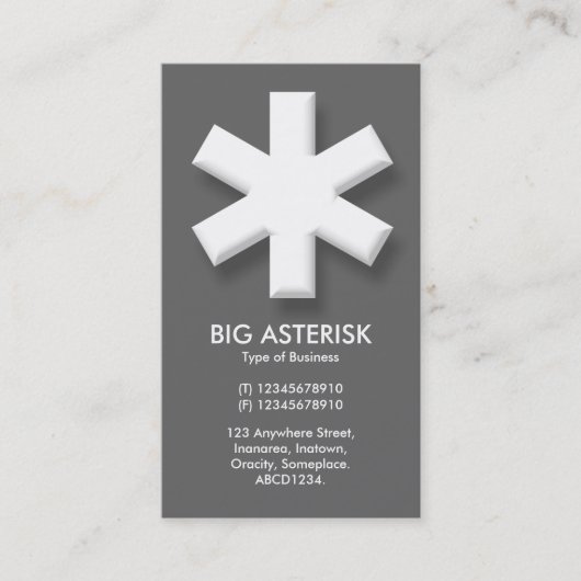 Big Asterisk - Grijs Visitekaartje (Voorkant)