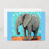 Big Baby Elephant Painting Postcard Briefkaart (Voorkant / Achterkant)