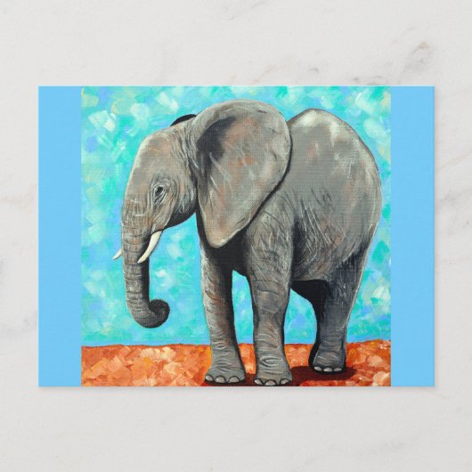 Big Baby Elephant Painting Postcard Briefkaart (Voorkant)