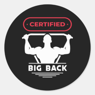 Big Back gecertificeerd Big Back Design Bodybuildi Ronde Sticker