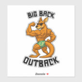 Big Back Outback – Funny Kangaroo Gym Workout, Sticker (Vel)