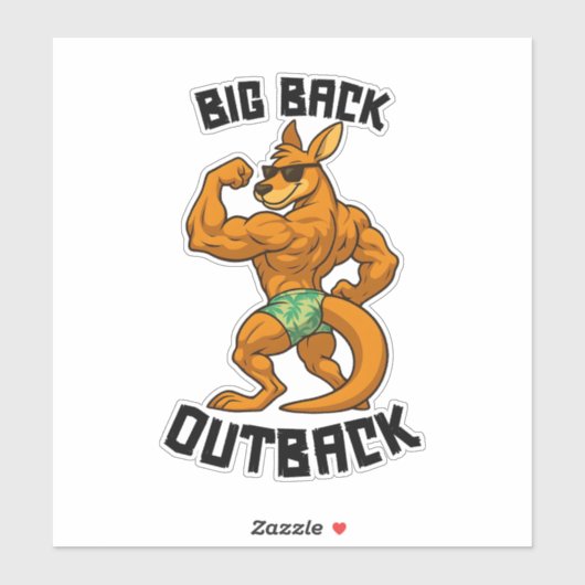 Big Back Outback – Funny Kangaroo Gym Workout, Sticker (Vel)